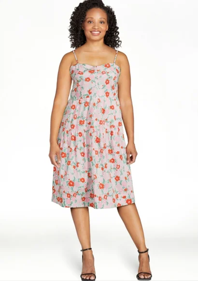 knee length dresses for ladies Free Assembly Women's Ruffle Neck Cotton Embroidered Midi Dress, Sizes –  VinNews Recommendations main image 1